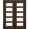 Port Collection Naples Mahogany 5 Lite Contemporary Prehung HVHZ Impact Rated Double Door