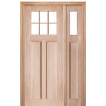 9322CRFT-MAH-8/0-1-1 | 36" X 96" 6 Lite 2 Panel Craftsman Style Entry Door With Matching Sidelite and True Divided Lite (TDL) Insulated Clear Glass