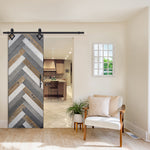 Rustic Farmhouse Chevron 1 DBL | Rustic Farmhouse Double Barn Door with Chevron Design Pattern