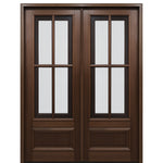 Breezeport 4LT E-04 | 8'0" Tall Breezeport 4 Lite Mahogany Double Door with Built-in Screens and Operable Windows Attached