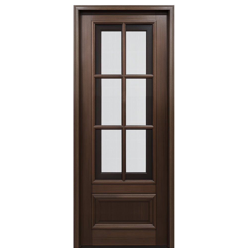 Breezeport TDL 6LT E-01R | 8'0" Tall Breezeport 6-Lite TDL Mahogany Entry Door with Built-in Screen and Operable Window Attached on the Right