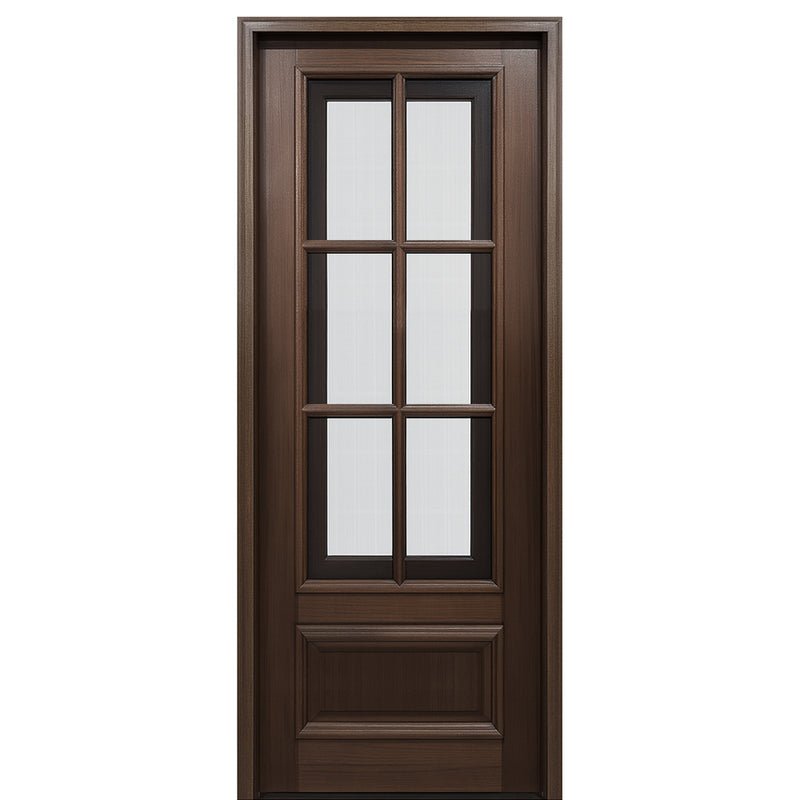 Breezeport TDL 6LT E-01R | 8'0" Tall Breezeport 6-Lite TDL Mahogany Entry Door with Built-in Screen and Operable Window Attached on the Right
