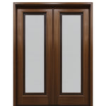 Breezeport FL E-04 | 8'0" Tall Full Lite Mahogany Double Door with Built-in Screens & Operable Windows Attached