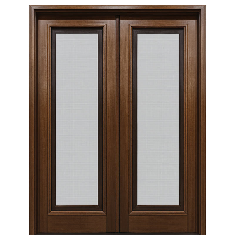 Breezeport FL E-04 | 8'0" Tall Full Lite Mahogany Double Door with Built-in Screens & Operable Windows Attached