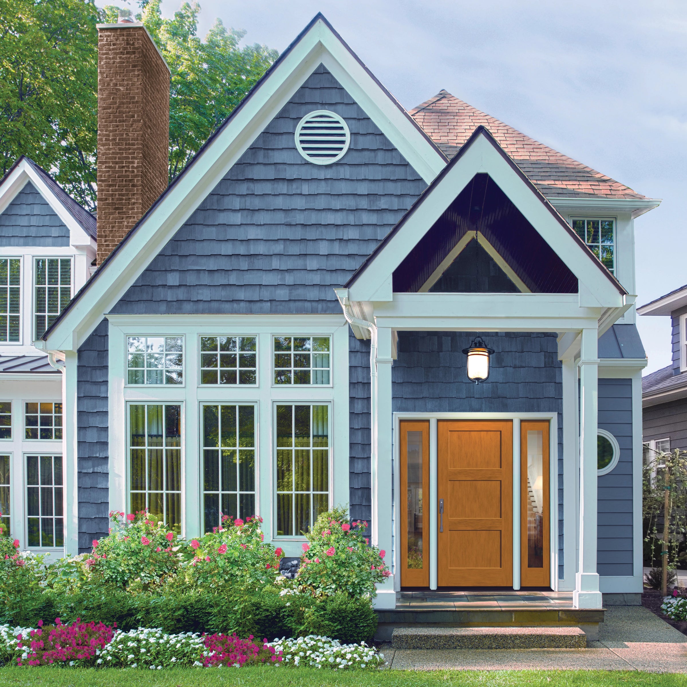 CCA1133 | 3 Panel Fiberglass Fir Grain Shaker Entry Door