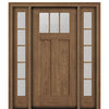 CCA230-1-2 | 3 Lite Craftsman Style Fir Grain Fiberglass Door With Matching 5 Lite Sidelites