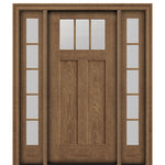 CCA230-1-2 | 3 Lite Craftsman Style Fir Grain Fiberglass Door With Matching 5 Lite Sidelites