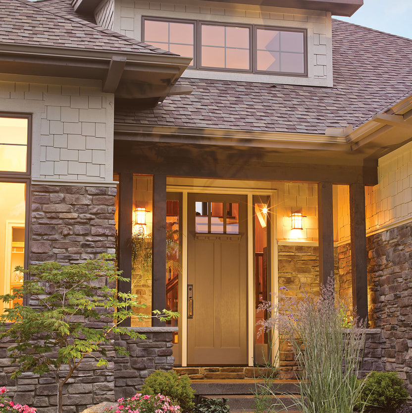 Hoelscher Mahogany Wood Contemporary 7Panel2 Exterior Double Door