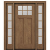 CCA260-1-2 | 6 Lite Craftsman Style Fir Grain Fiberglass Door With Matching 5 Lite Sidelites