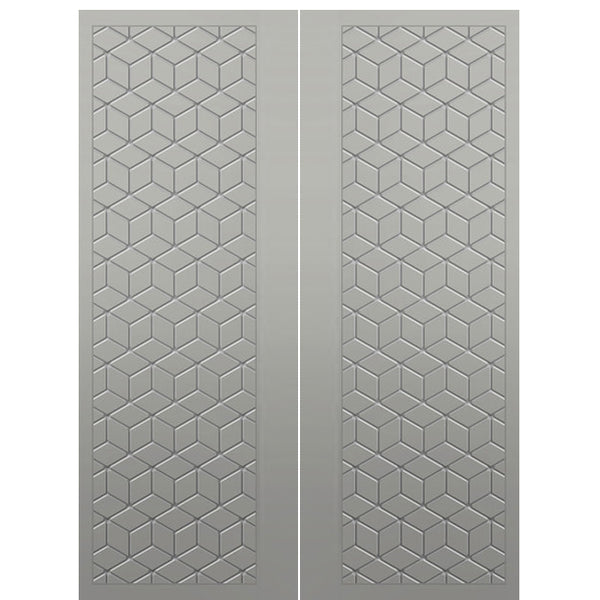 Cubes Smooth FG-2 | Fiberglass Entry Double Door with Modern Cube Pattern Design