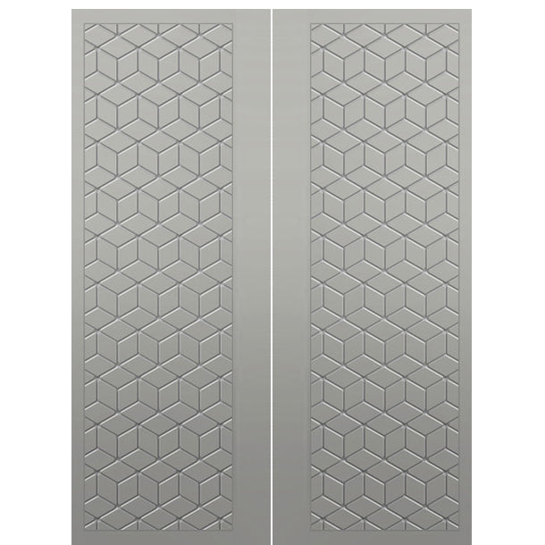 Cubes Smooth FG-2 | Fiberglass Entry Double Door with Modern Cube Pattern Design