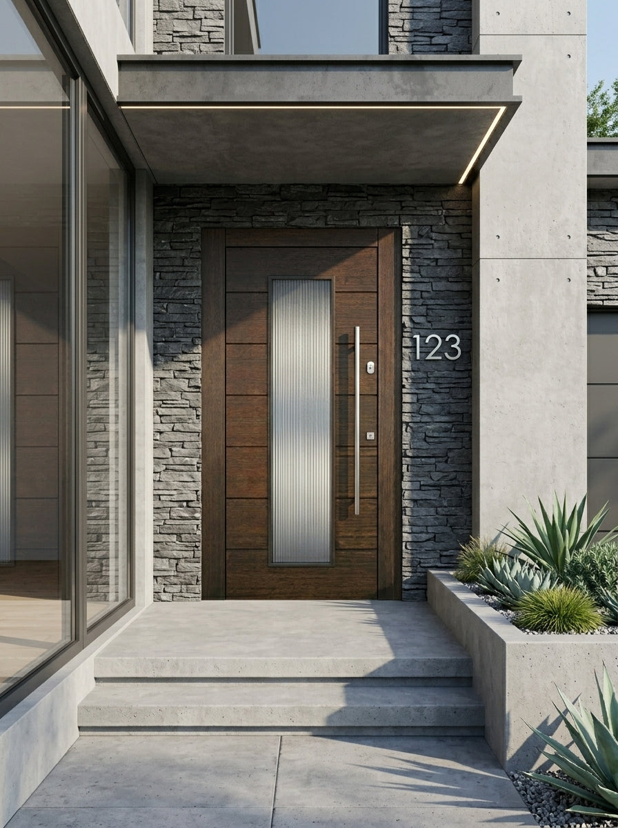 Hoelscher - Mahogany Wood Contemporary 1-Lite Vertical-1 Exterior
