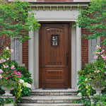 2-Panel V-Grooved SP/CL | 2-Panel V-Grooved Fiberglass Entry Door with Cherry Wood Grain, Speakeasy and Clavos