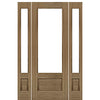 GlassCraft 3/4 Lite 80-1-2  | 96" Tall 3/4 Lite Panel Bottom Mahogany Exterior Single Door + 2 Sidelites