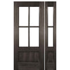 TDL MAH 4 Lite 68-1-1 | 80" Tall 4 Lite 1 Panel Bottom Mahogany Exterior Single Door with Matching 2 Lite Sidelite
