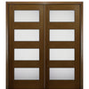 NT - CON4L | 4-Lite Contemporary Modern Mahogany Double Entry Door