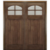 NT - CR004 | 4-Lite Mahogany Arch Lite Craftsman Style Double Entry Door