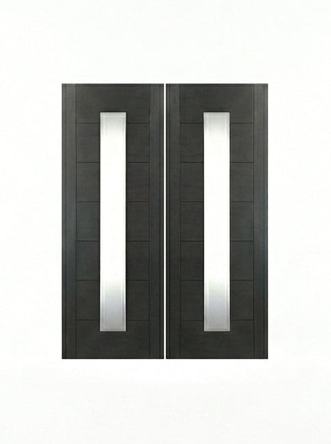 Contemporary 1-Lite Vertical-FG-8'0-2 | 72" x 96" Contemporary 1-Lite Vertical Glass Fiberglass Entry Double Door