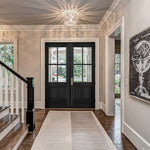 Alexandria TDL 4LT 6/8 E-09 | 4-Lite TDL 80" Mahogany Entry Door with Two Sidelites and Rectangular Transom with Clear Beveled or Flemish Low-E Glass
