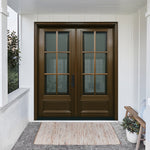 Breezeport TDL 6LT E-04 | 8'0" Tall 6-Lite TDL Mahogany Double Entry Door with Built-in Screens and Operable Windows