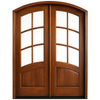Aberdeen TDL E-17 | 8ft. Tall Pre-hung Eyebrow Radius True Divided 6-Lite Mahogany Double Entry Doors with Arched Glass Panels