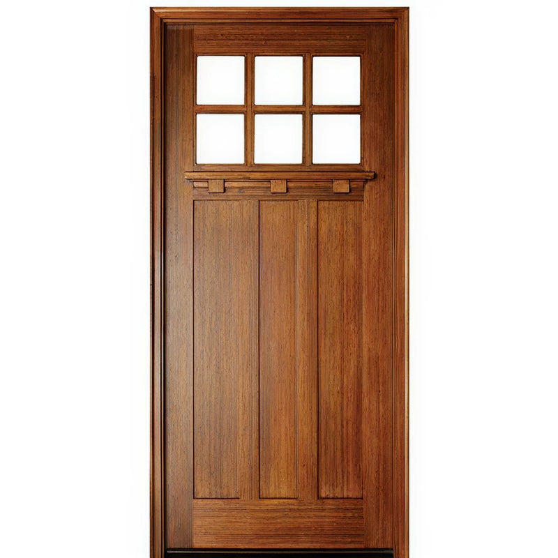 Tuscany 6LT E-01 | Craftsman Style Mahogany 6-Lite Entry Door with Clear Beveled Low-E Glass