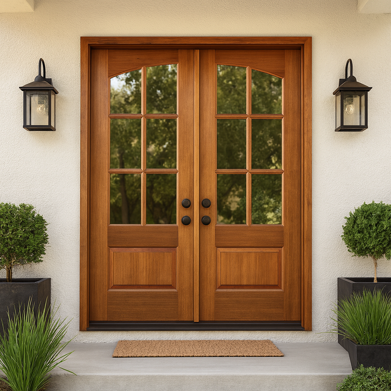 Tiffany TDL 6LT 6/8 E-04 | Mahogany TDL 6-Lite Double Entry Doors