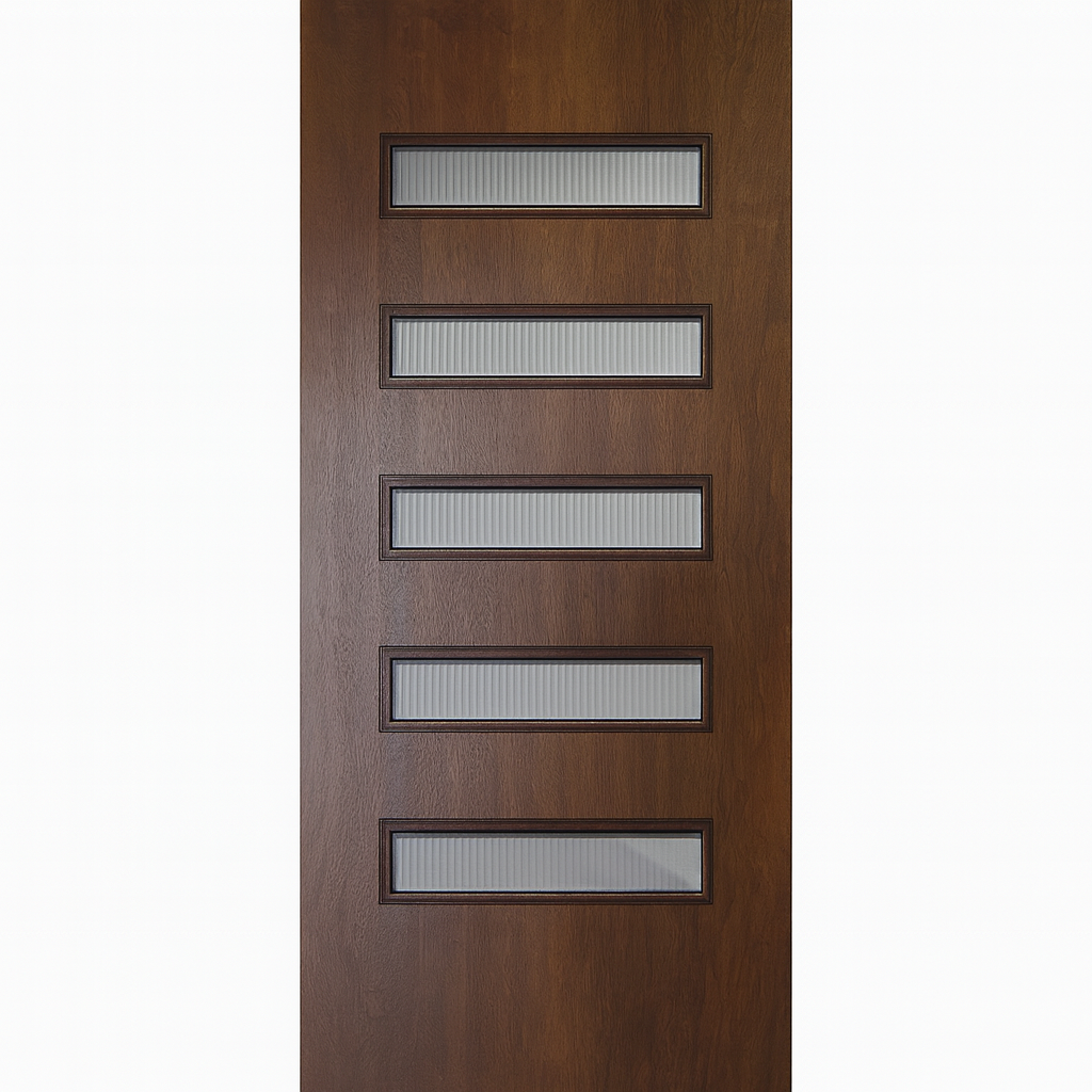 GlassCraft Beverly Modern Fiberglass 5-Lite Front Door