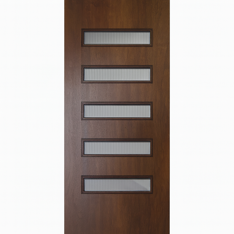 GlassCraft Beverly Modern Fiberglass 5-Lite Front Door