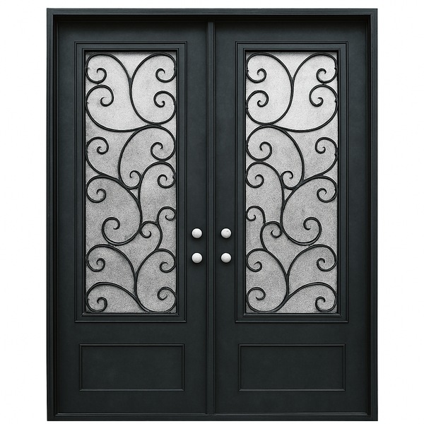 Augustine 3/4 Lite 8-0 2D | Iron Scroll Design 3/4 Double Door