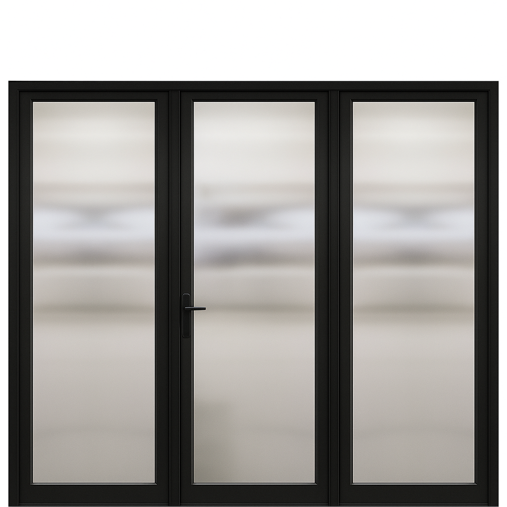NP 1-Lite Smooth FG-1-2 | Prehung 1-Lite Narrow Profile Fiberglass Entry Door With 2 Fixed Sidelites And Multipoint Locking System