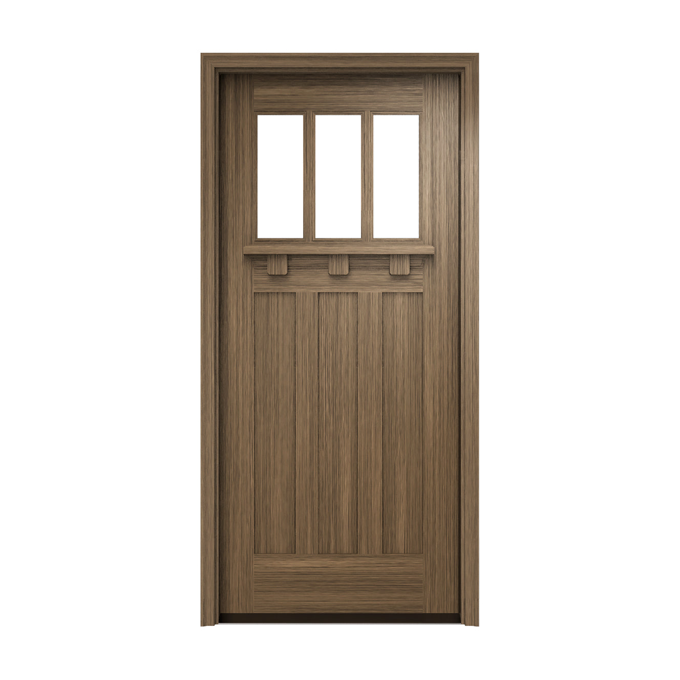 Tuscany 3LT E-01 | 3-Lite Mahogany Craftsman Entry Door with Clear Beveled Low-E Glass