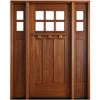 Tuscany 6LT E-03 | Craftsman Style Mahogany 6-Lite Entry Door with Matching Sidelites and Clear Beveled Low-E Glass