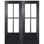 4 Lite 1 Panel TDL Double Door | 96" Tall 4-Lite 1-Panel Mahogany Double Door