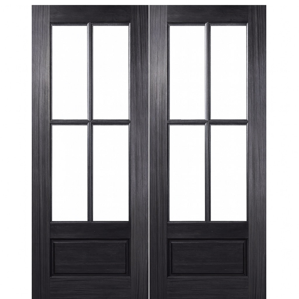 4 Lite 1 Panel TDL Double Door | 96" Tall 4-Lite 1-Panel Mahogany Double Door