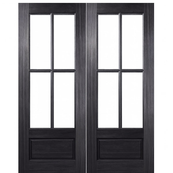4 Lite 1 Panel TDL Double Door | 96" Tall 4-Lite 1-Panel Mahogany Double Door