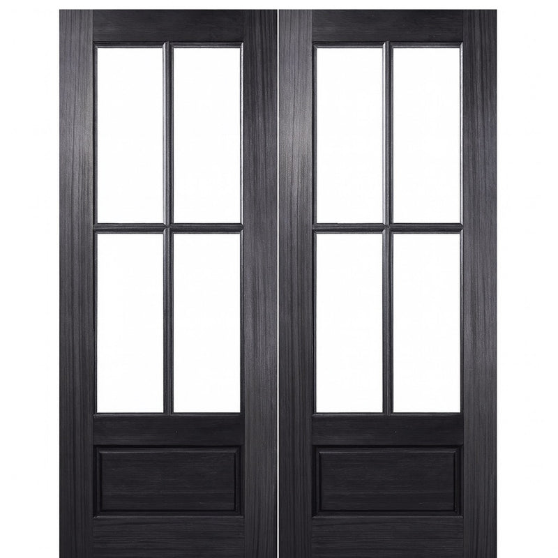 4 Lite 1 Panel TDL Double Door | 96" Tall 4-Lite 1-Panel Mahogany Double Door