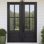 4 Lite 1 Panel TDL Double Door | 96" Tall 4-Lite 1-Panel Mahogany Double Door