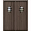 KA SQ Top Plank with Speakeasy-2 | 96" Tall Knotty Alder Square Top Plank Entry Double Door with Speakeasy