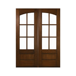 TDL Arch Lite MAH 6 Lite Double 80 | 96" True Divided Lite (TDL) Arch Lite Mahogany Double Exterior Doors