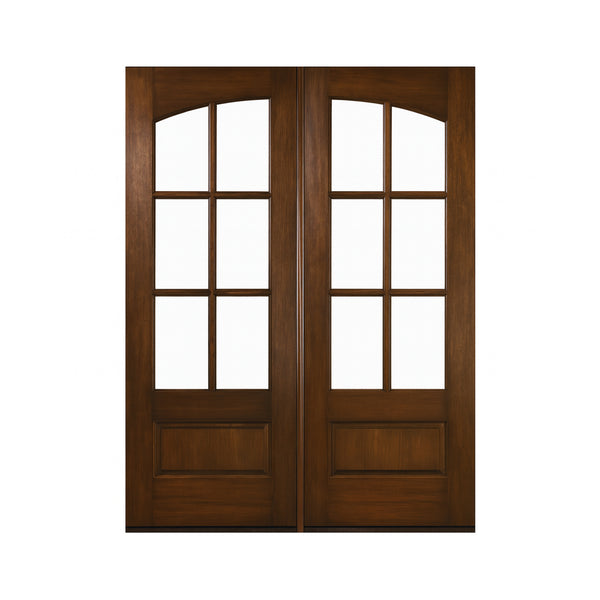 TDL Arch Lite MAH 6 Lite Double 80 | 96" True Divided Lite (TDL) Arch Lite Mahogany Double Exterior Doors