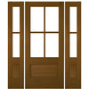 TDL 4-Lite 1 Panel NRM-1-2 | 4-Lite 1-Panel True Divided Lite (TDL) Mahogany Wood Entry Door with Two Sidelites