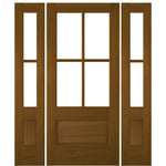 TDL 4-Lite 1 Panel NRM-1-2 | 4-Lite 1-Panel True Divided Lite (TDL) Mahogany Wood Entry Door with Two Sidelites