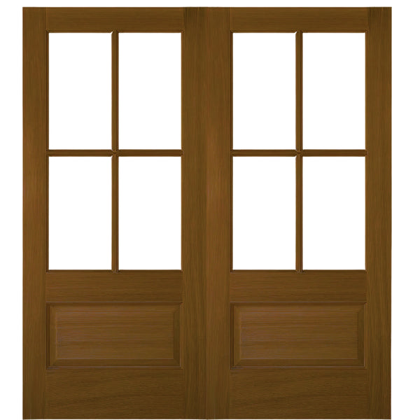 TDL 4-Lite 1 Panel NRM-2 | 4-Lite 1-Panel True Divided Lite (TDL) Mahogany Wood Entry Double Doors