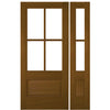 TDL 4-Lite 1 Panel NRM-1-1 | 4-Lite 1-Panel True Divided Lite (TDL) Mahogany Wood Exterior Door with One Sidelite