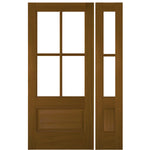 TDL 4-Lite 1 Panel NRM-1-1 | 4-Lite 1-Panel True Divided Lite (TDL) Mahogany Wood Exterior Door with One Sidelite