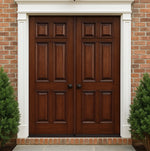 6 Panel RM-2-68 | 80" Tall 6-Panel Solid Mahogany Wood Entry Double Door with Raised Moulding