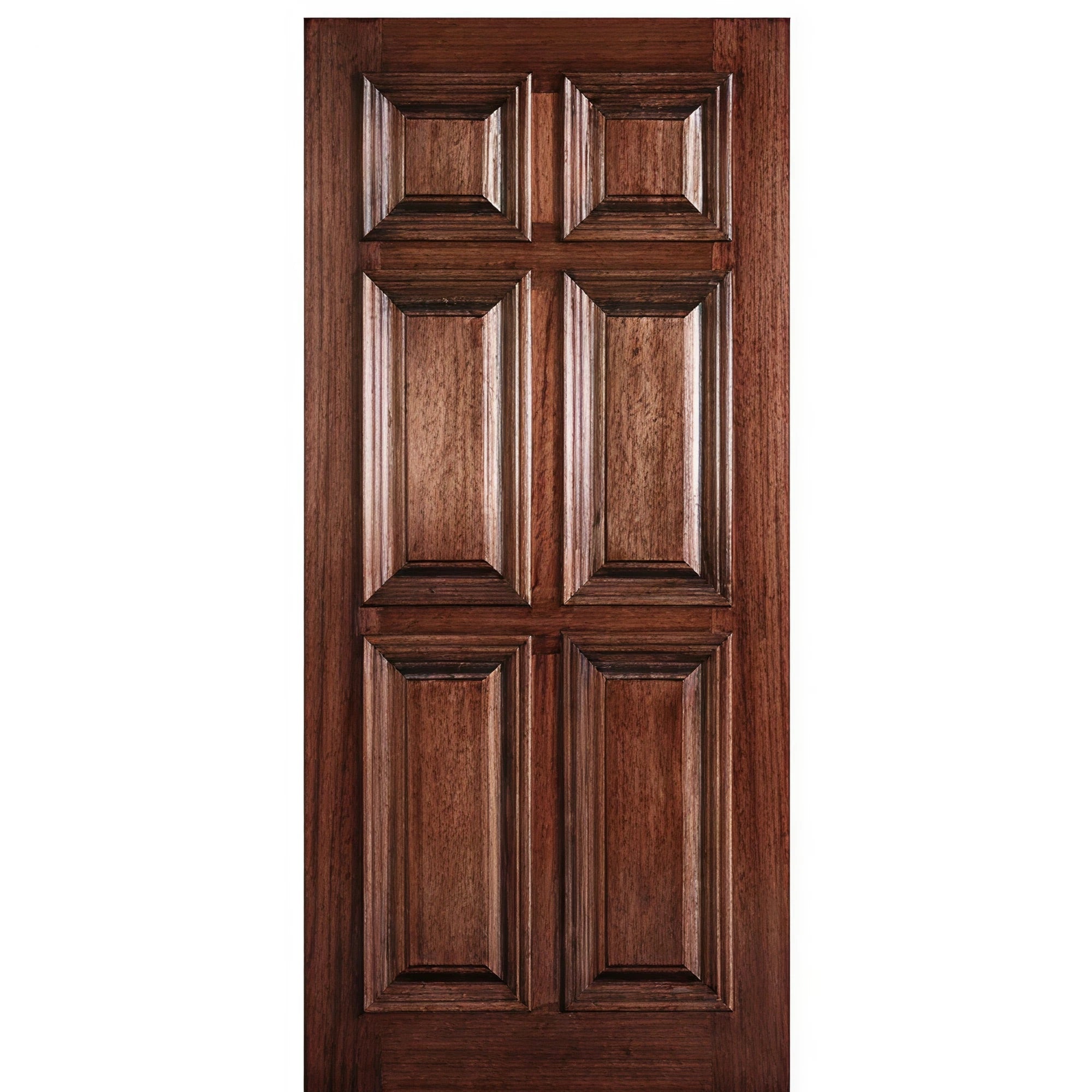 6 Panel RM-1-68 | 80" Tall 6 Panel Solid Mahogany Wood Entry Door with Raised Moulding