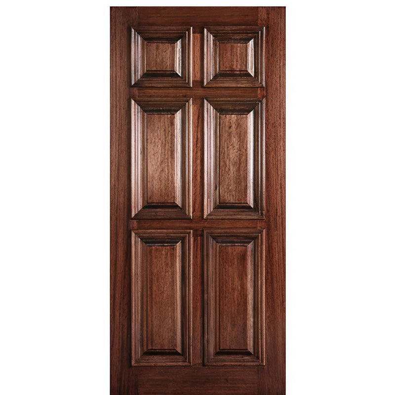 6 Panel RM-1-68 | 80" Tall 6 Panel Solid Mahogany Wood Entry Door with Raised Moulding