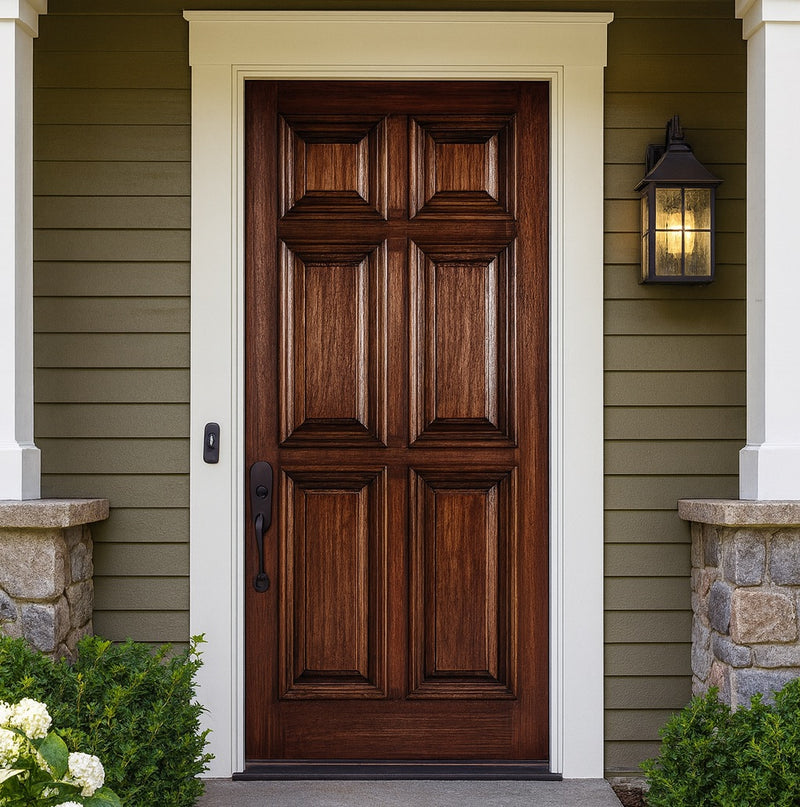 6 Panel RM-1-68 | 80" Tall 6 Panel Solid Mahogany Wood Entry Door with Raised Moulding